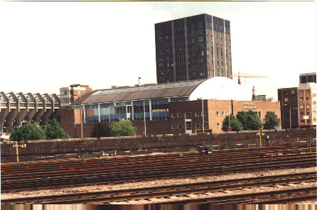 [Photo of pool from train line]